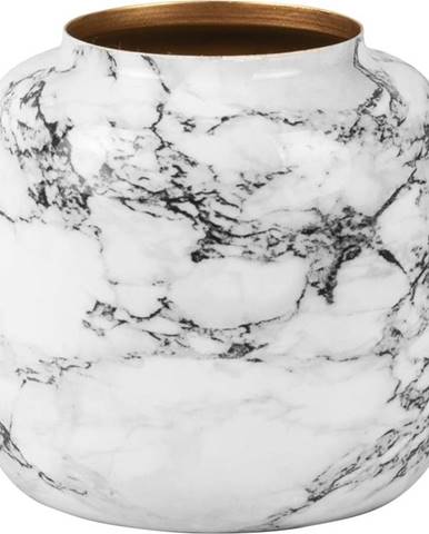 Bílo-černá železná váza PT LIVING Marble, výška 19,5 cm