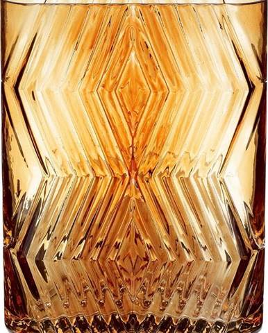 Oranžová skleněná váza Hübsch Deco, výška 18 cm