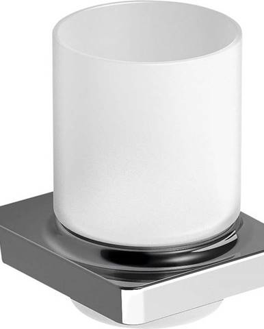 Skleněný kelímek na kartáčky ve stříbrno-bílé barvě Sapho Zen