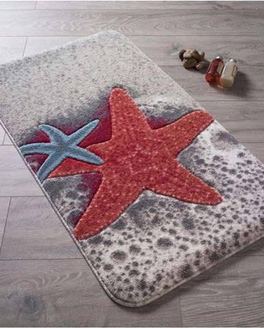 Vzorovaná červená předložka do koupelny Confetti Bathmats Starfish, 80 x 140 cm