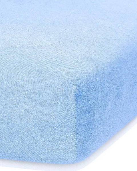 Světle modré prostěradlo s vysokým podílem bavlny AmeliaHome Ruby, 160/180 x 200 cm