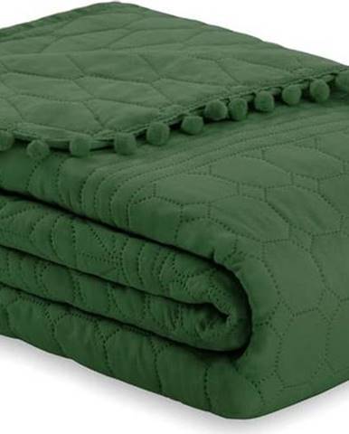 Lahvově zelený přehoz na postel AmeliaHome Meadore, 170 x 270 cm