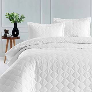 Bílý přehoz přes postel se 2 povlaky na polštář z ranforce bavlny Mijolnir Fresh, 225 x 240 cm