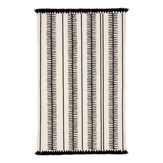 Béžovo-černý ručně tkaný bavlněný koberec Westwing Collection Rita, 50 x 80 cm