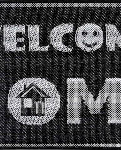 Antracitově šedá rohožka Hanse Home Weave Smiley Welcome, 50 x 80 cm