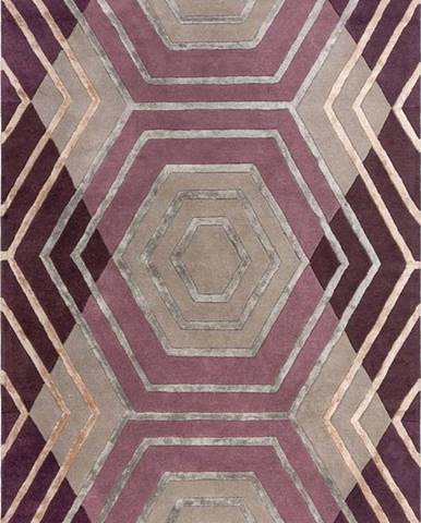 Fialový vlněný koberec Flair Rugs Harlow, 160 x 230 cm
