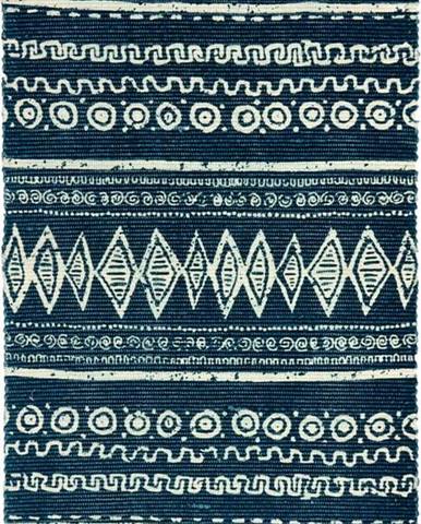 Modro-bílý bavlněný koberec Webtappeti Ethnic, 55 x 140 cm