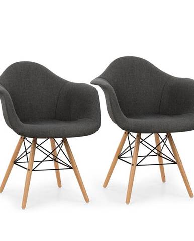 OneConcept Visconti židle, 2-dílná sada, polstrovaná PP-konstrukce sedáku, březové dřevo, šedá barva