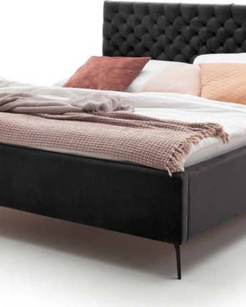Meise Möbel Černá čalouněná dvoulůžková postel s úložným prostorem s roštem 160x200 cm La Maison – Meise Möbel