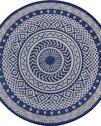 Modro-šedý venkovní koberec Ragami Round, ø 120 cm