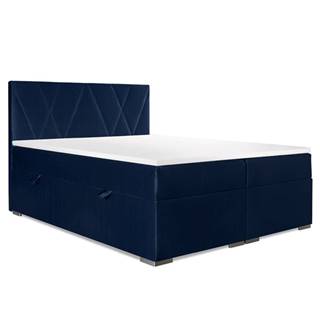 Čalouněná postel Kaya 140x200, modrá, vč. matrace, topperu a ÚP