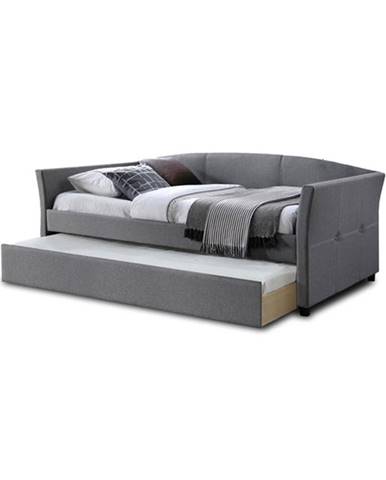 Čalouněná postel Sebastian 90x200, šedá, vč. roštu s přistýlkou