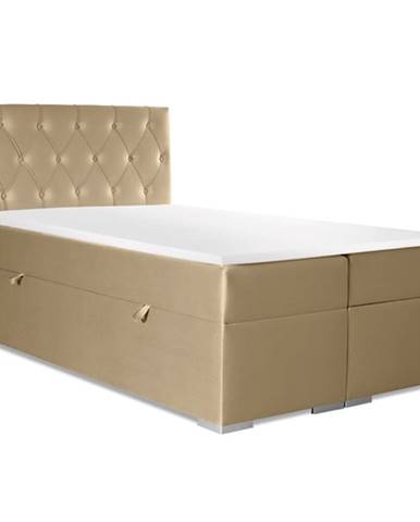 Čalouněná postel Johana 140x200, béžová, vč. matrace, topperu,ÚP