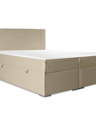 Čalouněná postel Sharon 160x200, béžová, vč. matrace, topperu,ÚP