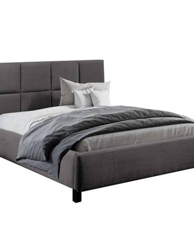 Čalouněná postel Andrea 180x200, tmavě šedá, vč. matrace a roštu