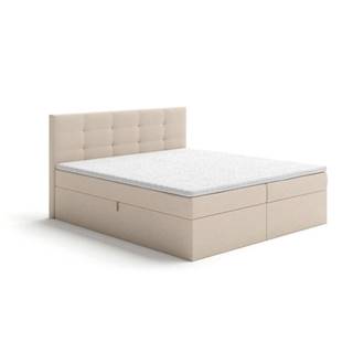 Čalouněná postel Carrie 180x200, béžová, vč. matrace, topperu,ÚP