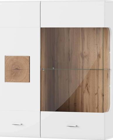 Vitrína Závěsná Wood 90cm Bílý/Dub Wotan