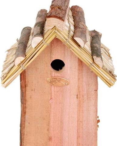 Ptačí budka z jedlového dřeva se slaměnou střechou Esschert Design Antik, výška 27 cm