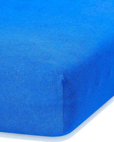 Modré elastické prostěradlo s vysokým podílem bavlny AmeliaHome Ruby, 160/180 x 200 cm