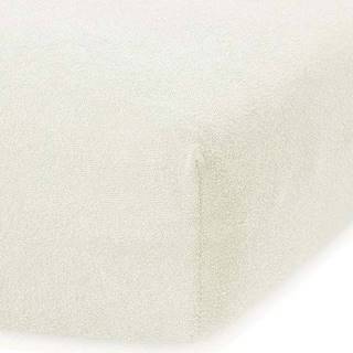 Krémově bílé elastické prostěradlo s vysokým podílem bavlny AmeliaHome Ruby, 140/160 x 200 cm
