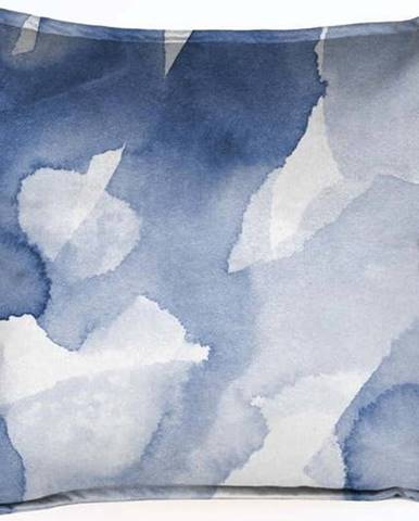 Modrý sametový polštář Velvet Atelier Abstract, 45 x 45 cm
