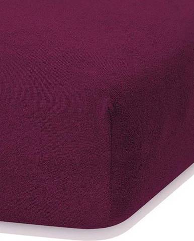 Tmavě fialové elastické prostěradlo s vysokým podílem bavlny AmeliaHome Ruby, 120/140 x 200 cm