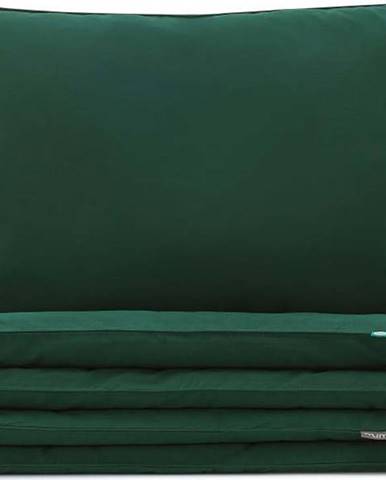 Tmavě zelené bavlněné povlečení na dvoulůžko Mumla, 200 x 220 cm