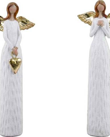 Sada 2 bílých vánočních figurek Ego Dekor Anděl Anna