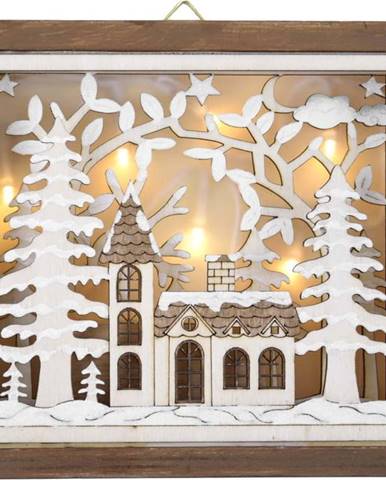 Vánoční malá nástěnná dekorace na zeď s LED osvětlením Ego dekor, výška 17 cm