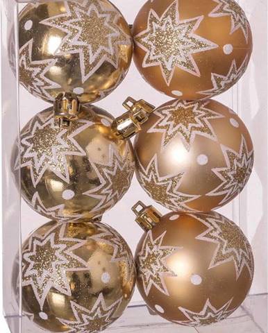 Sada 6 vánočních ozdob ve zlaté barvě Unimasa Estrellas, ø 5 cm